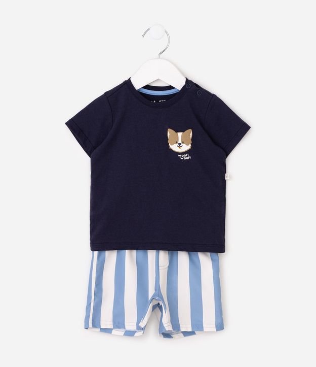 Conjunto Infantil con Remera y Bermuda Rayada - Talle 0 a 18 Meses 2