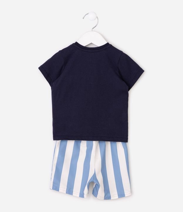 Conjunto Infantil con Remera y Bermuda Rayada - Talle 0 a 18 Meses 3