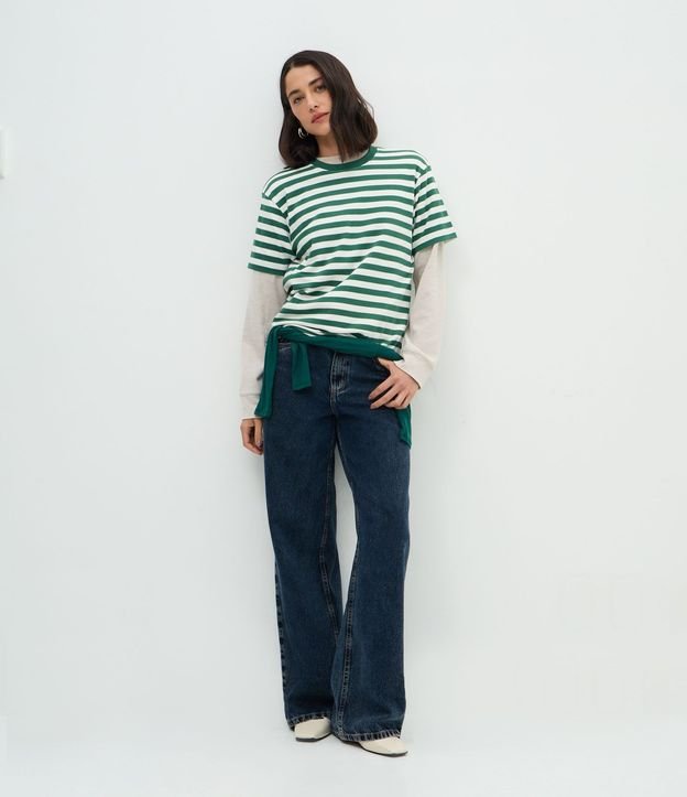 Remera Oversized en Algodón con Rayas Horizontales 2