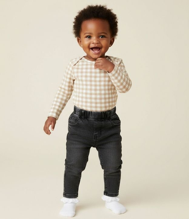 Body Infantil Vichy Manga Larga - Talle O a 18 Meses 2