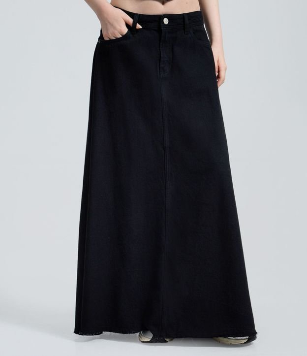 Falda New Midi en Jeans con Ruedo Hilo y Recortes 2