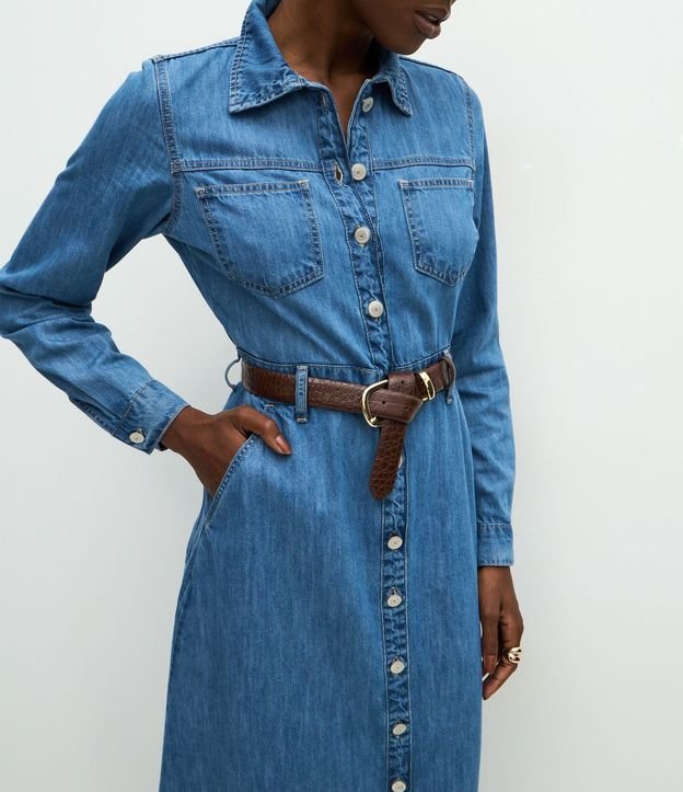 Vestido Midi en Jeans con Manga Larga 4