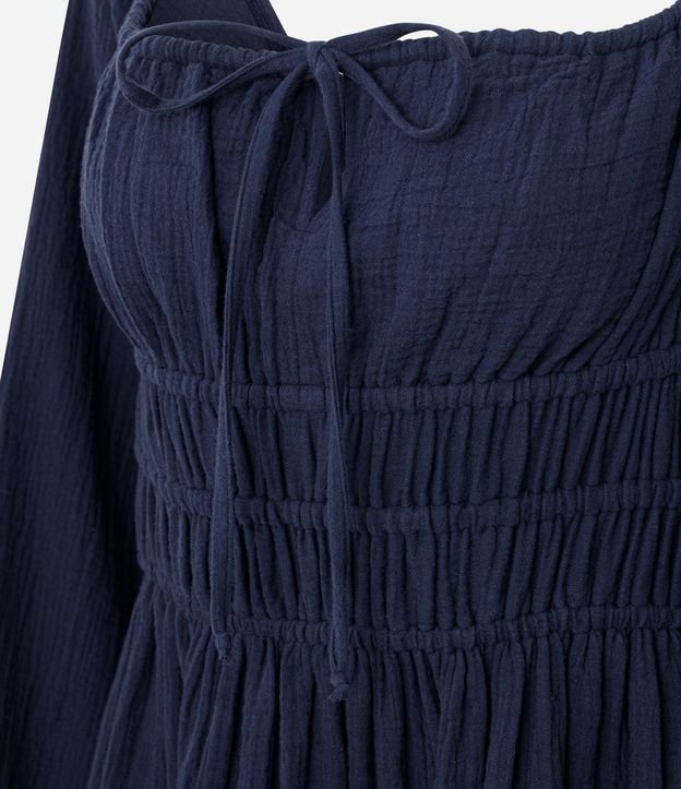 Vestido corto en Cambraia de Algodón con Detalle Fruncido Abajo del Busto 6