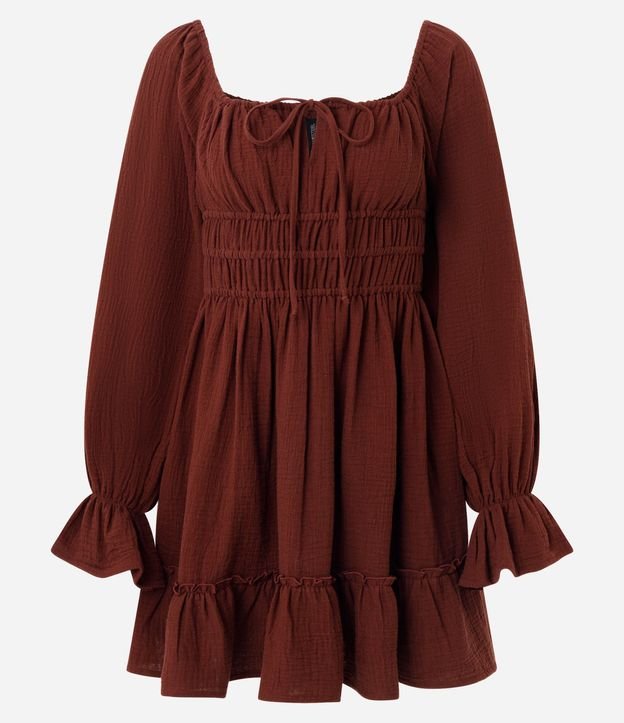 Vestido corto en Cambraia de Algodón con Detalle Fruncido Abajo del Busto 5