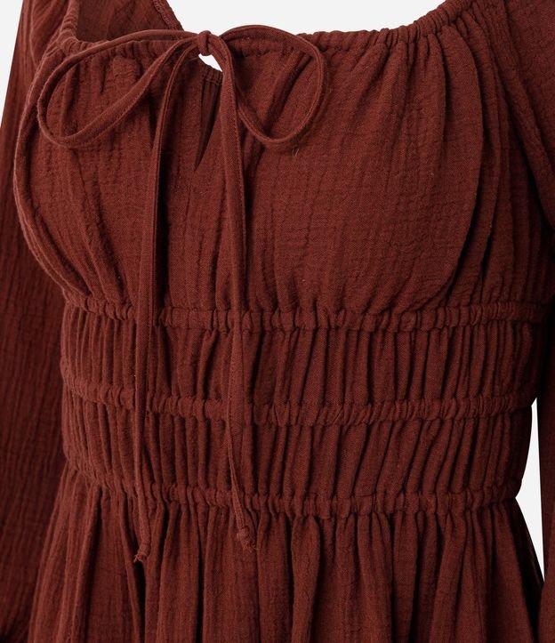 Vestido corto en Cambraia de Algodón con Detalle Fruncido Abajo del Busto 6