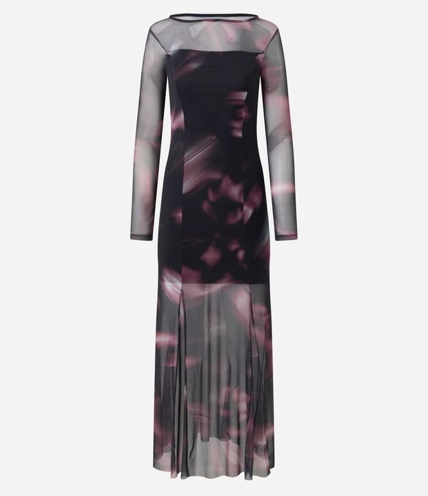 Vestido Midi en Tule con Efecto Manchado y Recortes en el Ruedo 5