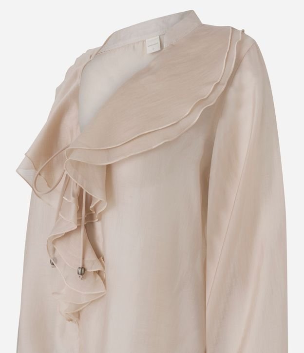 Blusa Amplia en Organza con Escote en V y Volados 6
