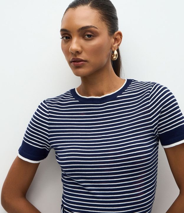 Blusa Regular en Punto con Estampado Rayada 3