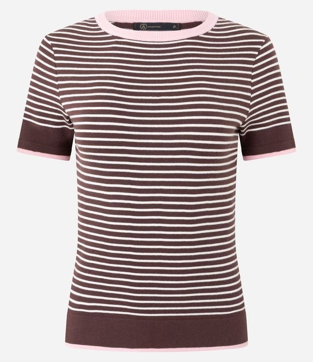 Blusa Regular en Punto con Estampado Rayada 5