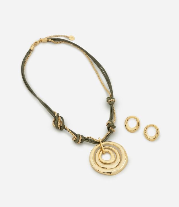 Conjunto de Collar con Nudo y Caravanas con Colgante Redondeado 2