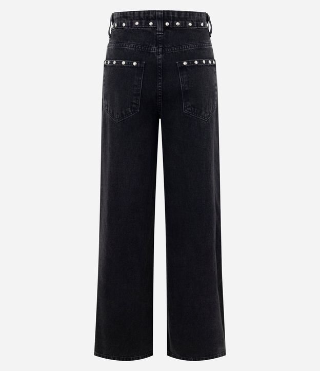 Pantalón Wide en Jeans con Tachas Laterales y Cintura Mediana 6