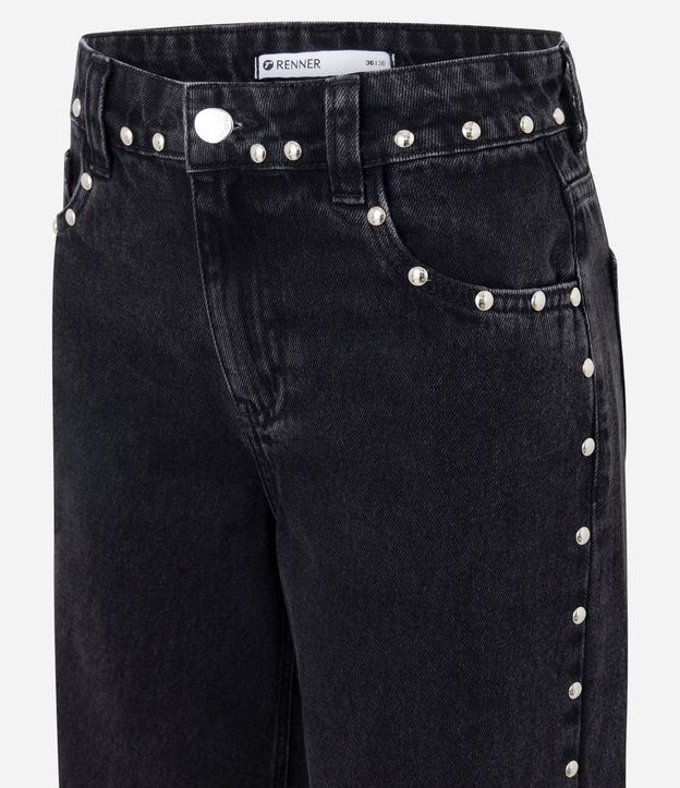 Pantalón Wide en Jeans con Tachas Laterales y Cintura Mediana 7