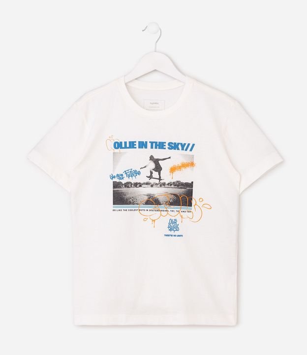Remera Infantil Skate con Estampa en Puff - Talle 5 a 14 años 2