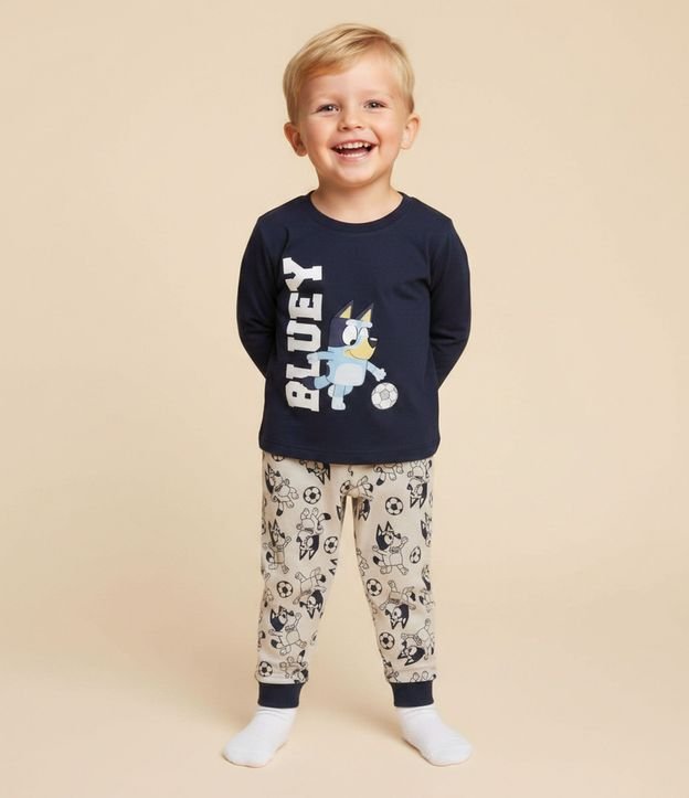 Pijama Infantil en Rib con Estampa de Bluey Futbol – Talle 2 a 8 años