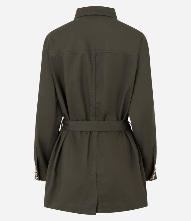 Campera Parka en Sarga con Bolsillos Utilitários y Cinturón 6