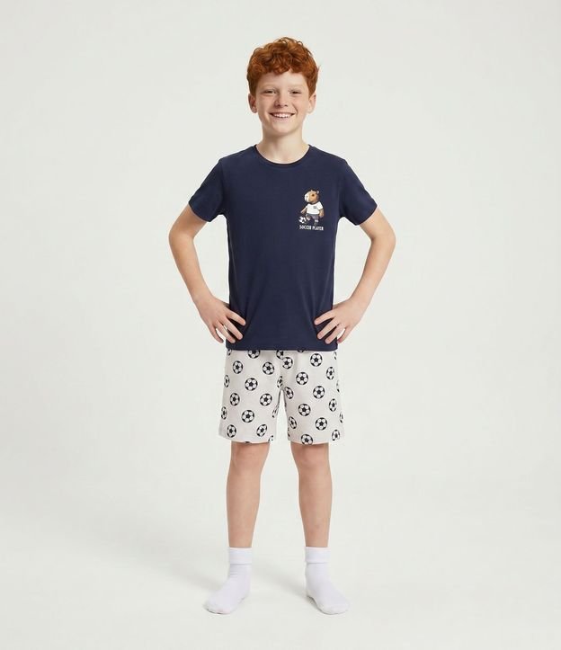 Pijama Infantil con Estampa de Carpincho y Futebol - Talle 7 al 16 años