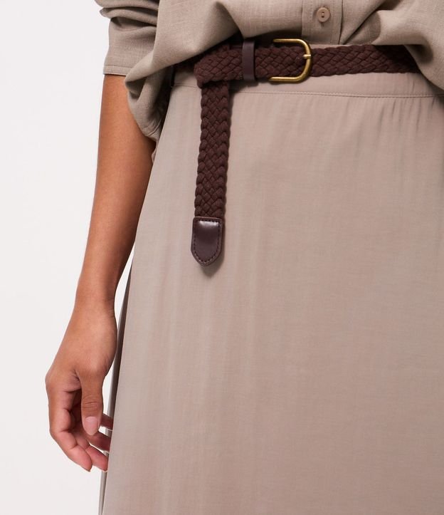Pollera Midi Evasê en Viscosa con Cinturón Texturizado 4