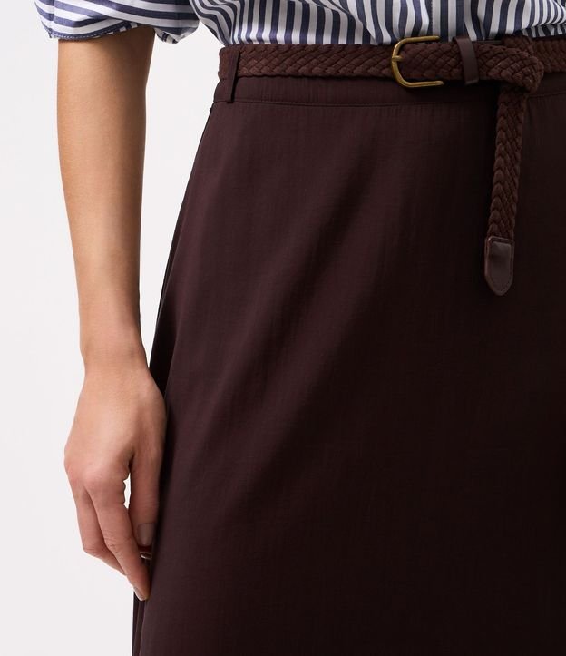Pollera Midi Evasê en Viscosa con Cinturón Texturizado 4