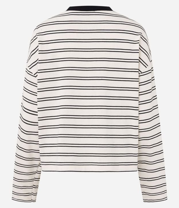 Blusa Oversize de Algodón con Rayas y Cuello Contrastante 6