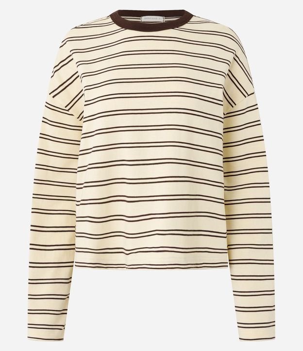 Blusa Oversize de Algodón con Rayas y Cuello Contrastante 2