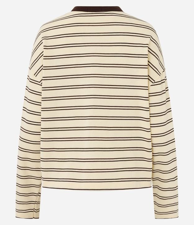 Blusa Oversize de Algodón con Rayas y Cuello Contrastante 3