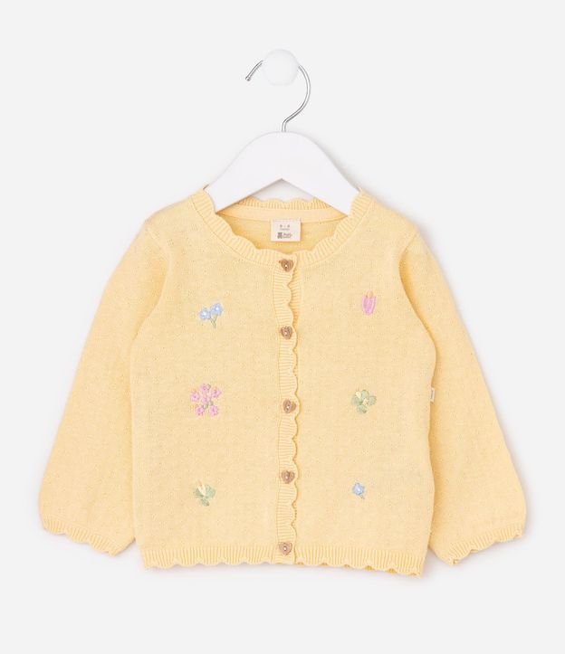 Cardigan Bebé en Punto con Bordado Floral - Talle 0 a 18 Meses 2