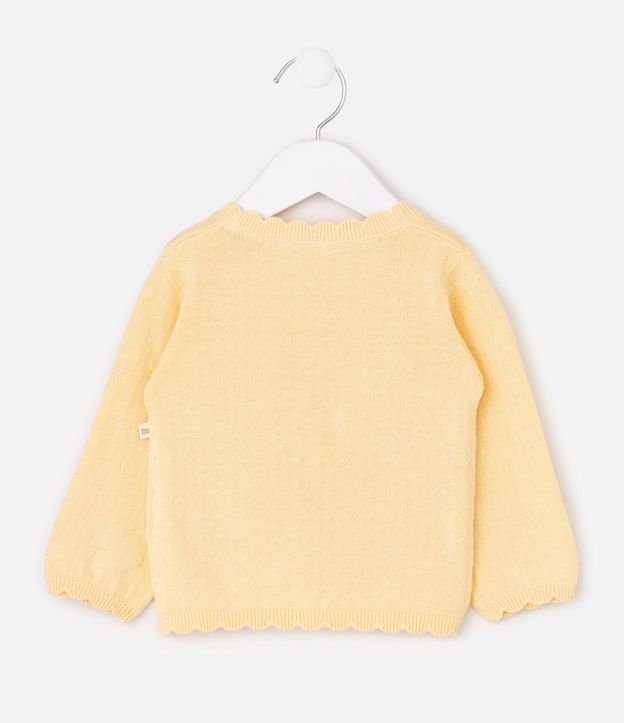 Cardigan Bebé en Punto con Bordado Floral - Talle 0 a 18 Meses 3