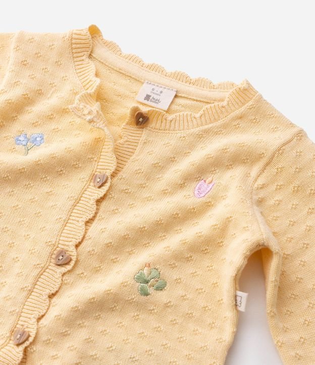 Cardigan Bebé en Punto con Bordado Floral - Talle 0 a 18 Meses 5