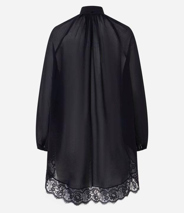 Blusa en Chiffon con Cuello Lazo y Encaje en el Ruedo 6