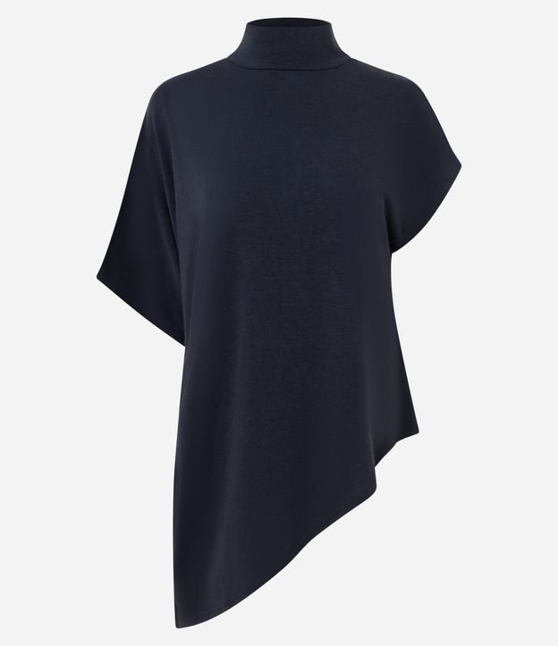 Blusa Asimétrica en Malla con Cuello Alto