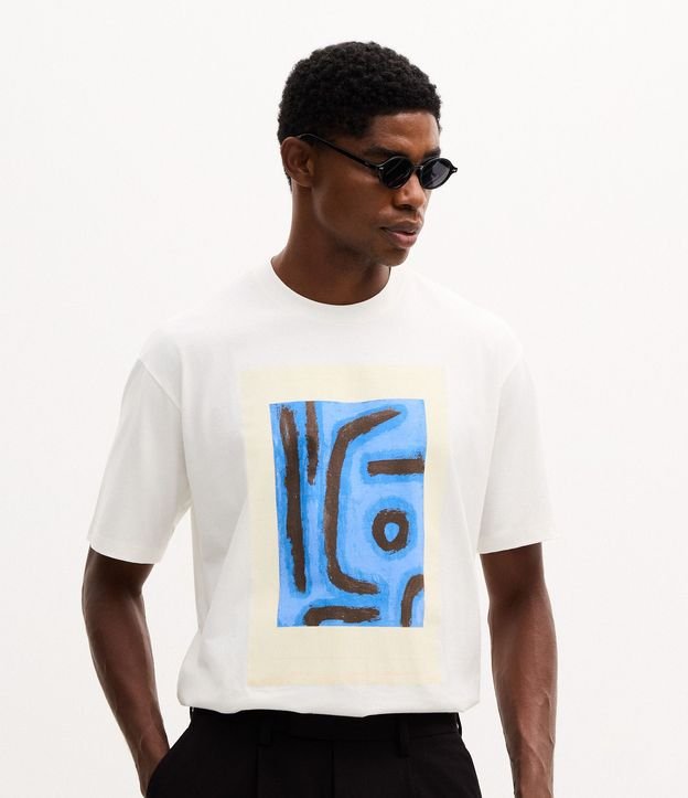 Remera Masculina Boxy en Algodón con Estampa Artística