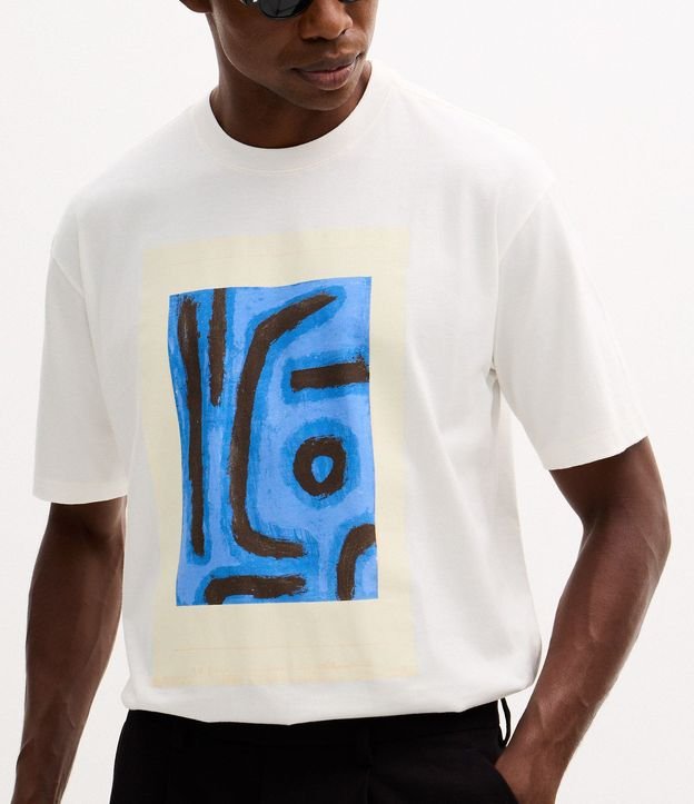 Remera Masculina Boxy en Algodón con Estampa Artística 3