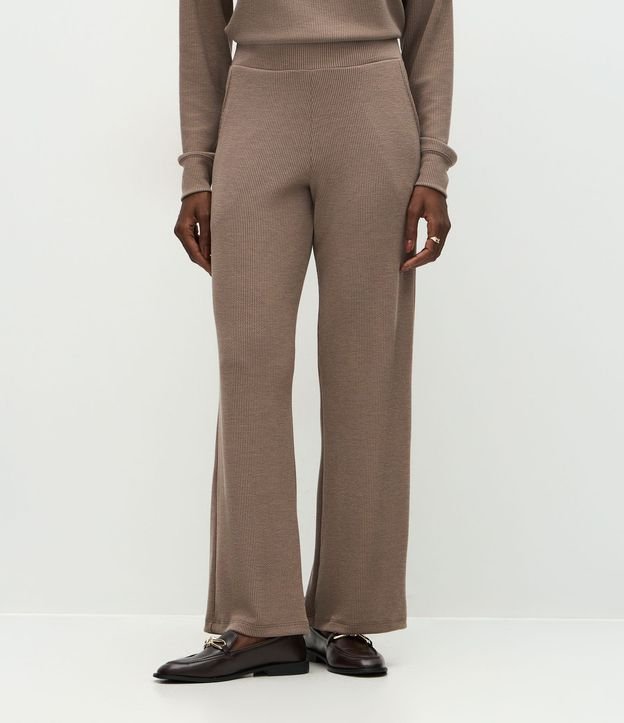 Pantalón Recto en Anarruga con Cintura Elástica y Bolsillos Laterales 3