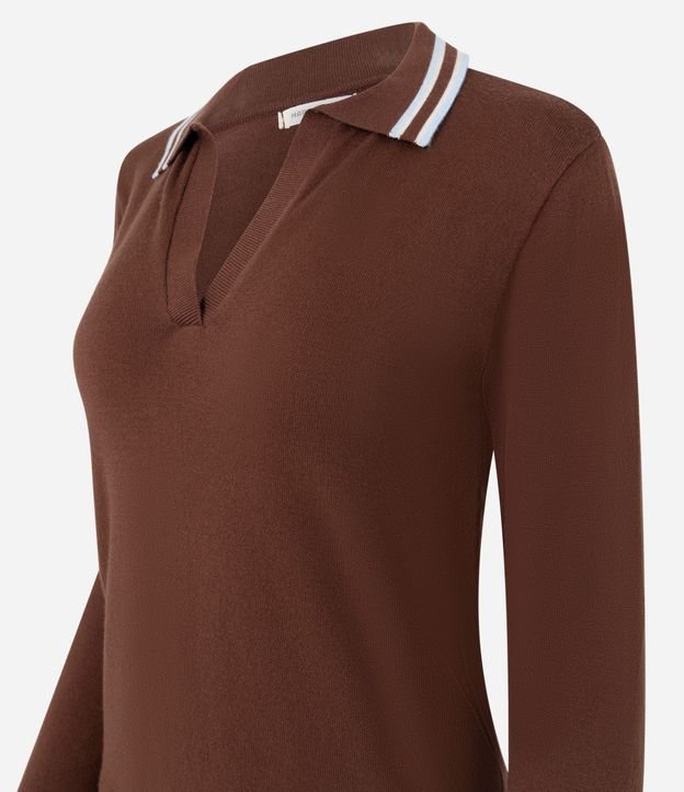 Blusa en Punto con Cuello Polo y Biés Contrastantes 6