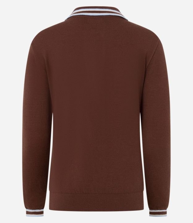 Blusa en Punto con Cuello Polo y Biés Contrastantes 8