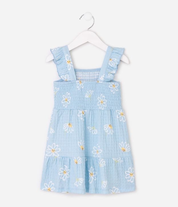 Vestido Texturizado Estampado en Flor con Lastéx y Volado Na Alça - Tam  1 a 6 años 3