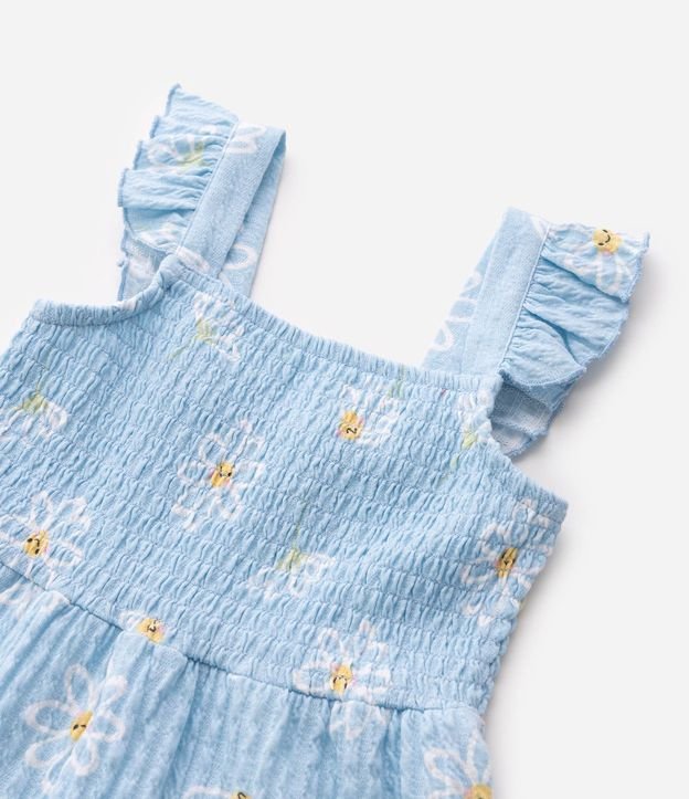 Vestido Texturizado Estampado en Flor con Lastéx y Volado Na Alça - Tam  1 a 6 años 5