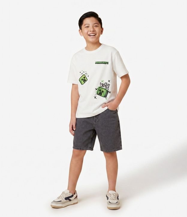 Remera Infantil Minecraft con Relieve - Tam  5 a 14 años