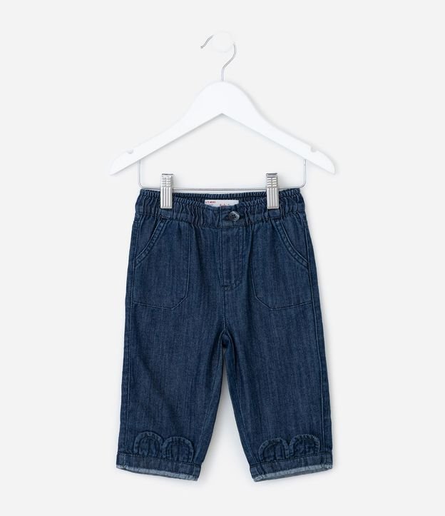 Pantalón Infantil en Jeans con Bordado de Orejas en el Ruedo – Talle 0 a 18 Meses 2