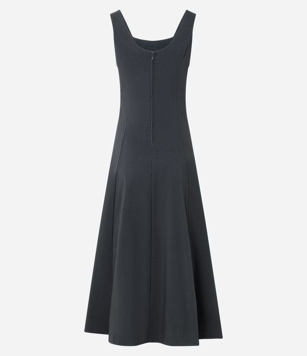 Vestido Evasê Midi en Viscosa con Escote Cuadrado y Recortes 4