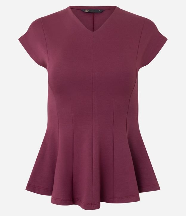 Blusa Manga Corta en Punto Roma con Escote V 5