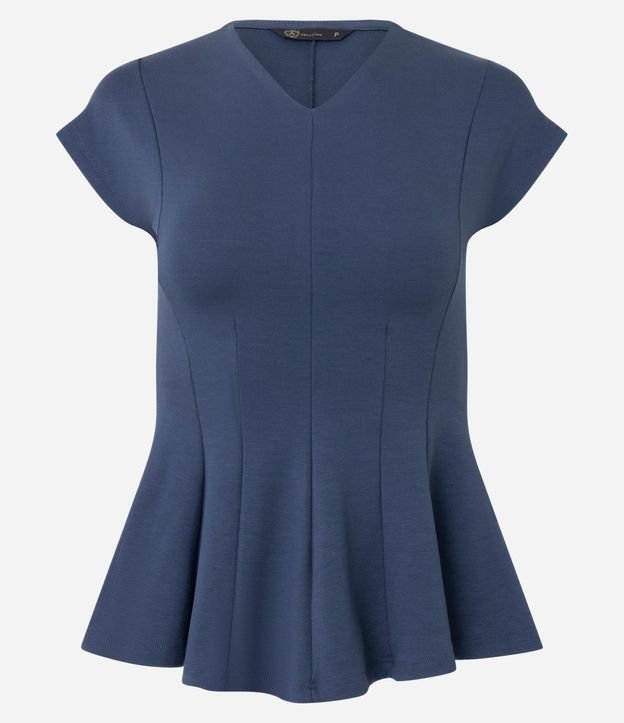 Blusa Manga Corta en Punto Roma con Escote V 5