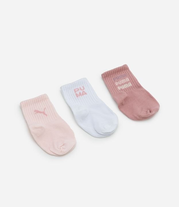 Kit 03 Pares de Medias Infantil Cano Mediano Puma – Talle 0 a 12 Meses