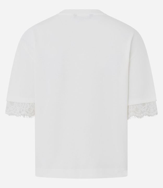Remera en Algodón con Encaje Aplicada en las Mangas 7