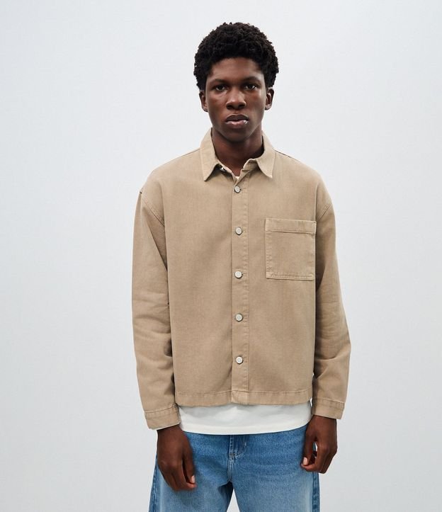 Camisa Boxy Sarga Cationizada Manga Larga