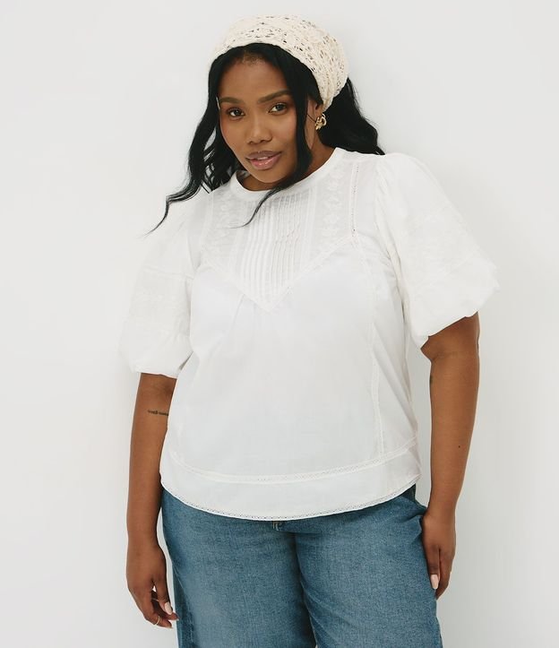 Blusa Regular en Algodón con Entremedios Curve & Plus Size