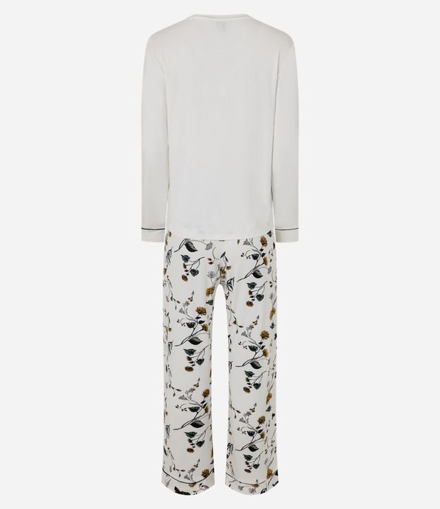 Pijama Largo en Viscolycra con Bies Contrastante y Estampa Floral 5