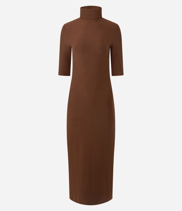 Vestido Midi Ajustado con Cuello Alto y Fenda Trasera 5