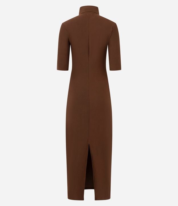 Vestido Midi Ajustado con Cuello Alto y Fenda Trasera 6