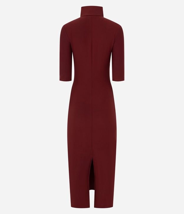 Vestido Midi Ajustado con Cuello Alto y Fenda Trasera 2